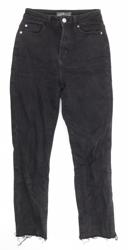 Denim & Co. Womens Black Cotton Straight Jeans Size 6 L24 in Regular Zip - Pockets