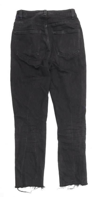 Denim & Co. Womens Black Cotton Straight Jeans Size 6 L24 in Regular Zip - Pockets