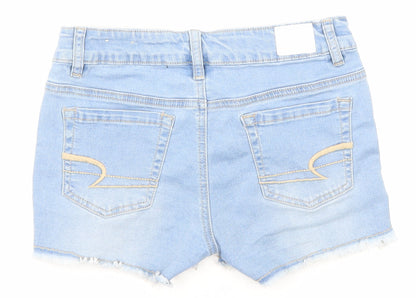 American Eagle Outfitters Girls Blue Cotton Boyfriend Shorts Size 14 Years Regular Zip - Pockets