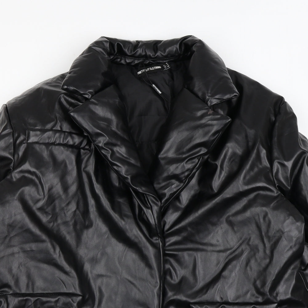 Womens UK Size 10 PRETTYLITTLETHING Black Puffer Jacket