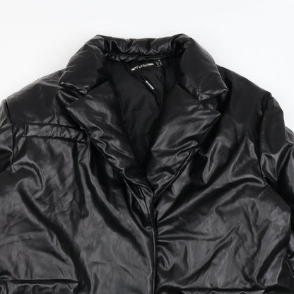 Womens UK Size 10 PRETTYLITTLETHING Black Puffer Jacket