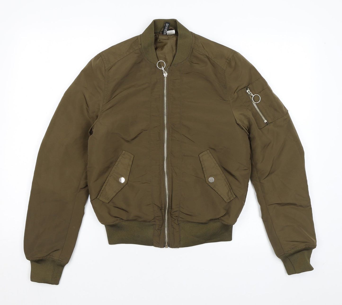 Divided by H&M Womens Green Bomber Jacket Jacket Size 4 Zip