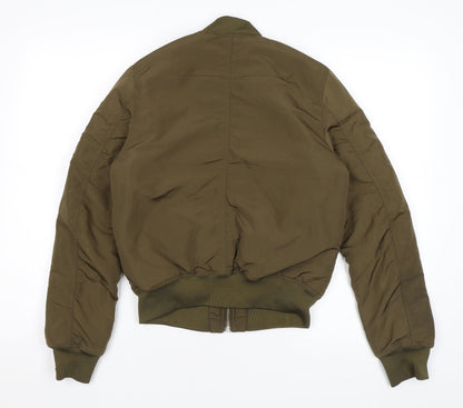 Divided by H&M Womens Green Bomber Jacket Jacket Size 4 Zip