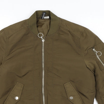 Divided by H&M Womens Green Bomber Jacket Jacket Size 4 Zip