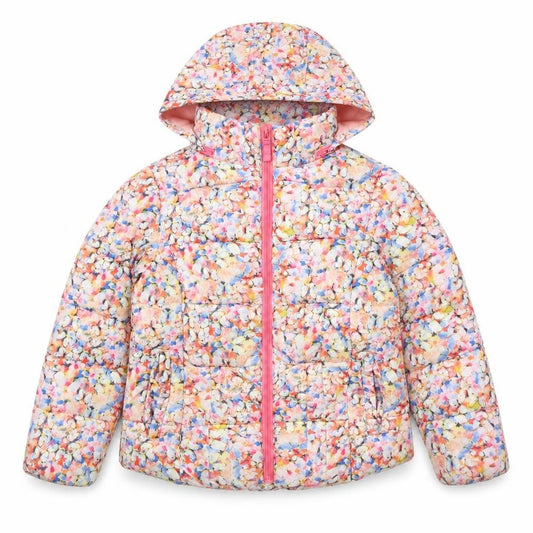 Next Womens Pink Floral Puffer Jacket Coat Size 8 Zip - Removable hood