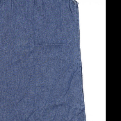 Evie Womens Blue Cotton A-Line Size 12 Scoop Neck Pullover - Lace