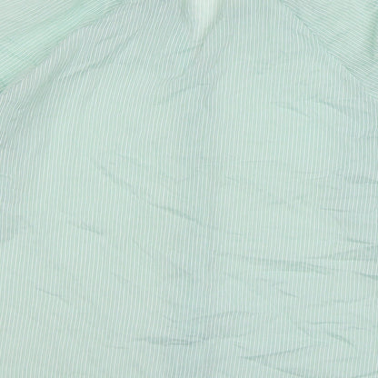 Primrose Womens Green Striped Polyamide Basic Blouse Size 10 V-Neck