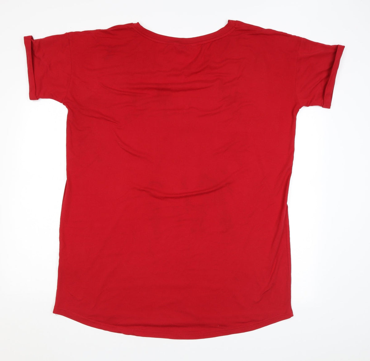 Back view of Boux Avenue` women’s red solid polyester top dress, size M