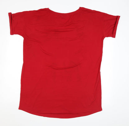 Back view of Boux Avenue` women’s red solid polyester top dress, size M