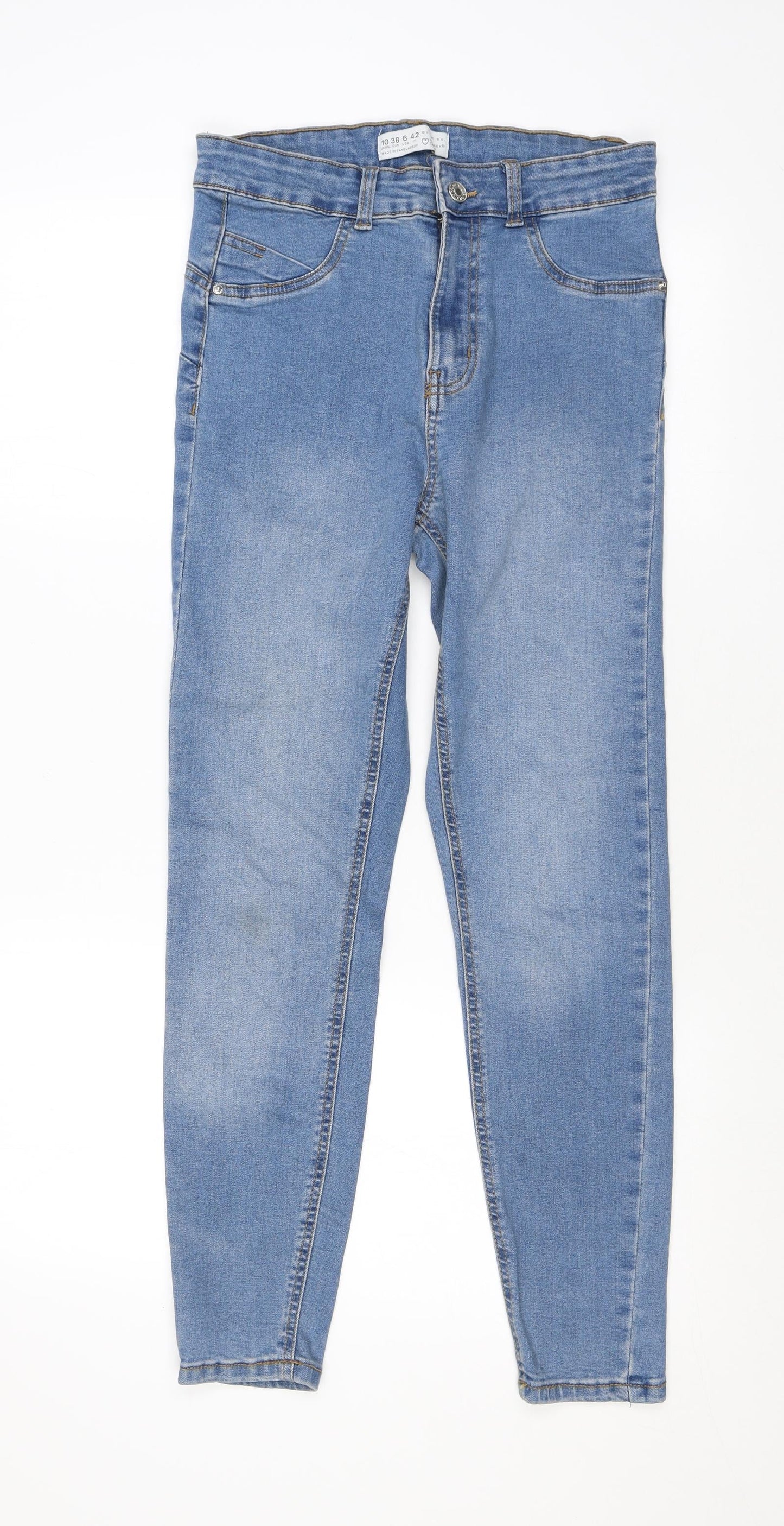 Denim & Co. Womens Blue Cotton Skinny Jeans Size 10 L26 in Regular Zip