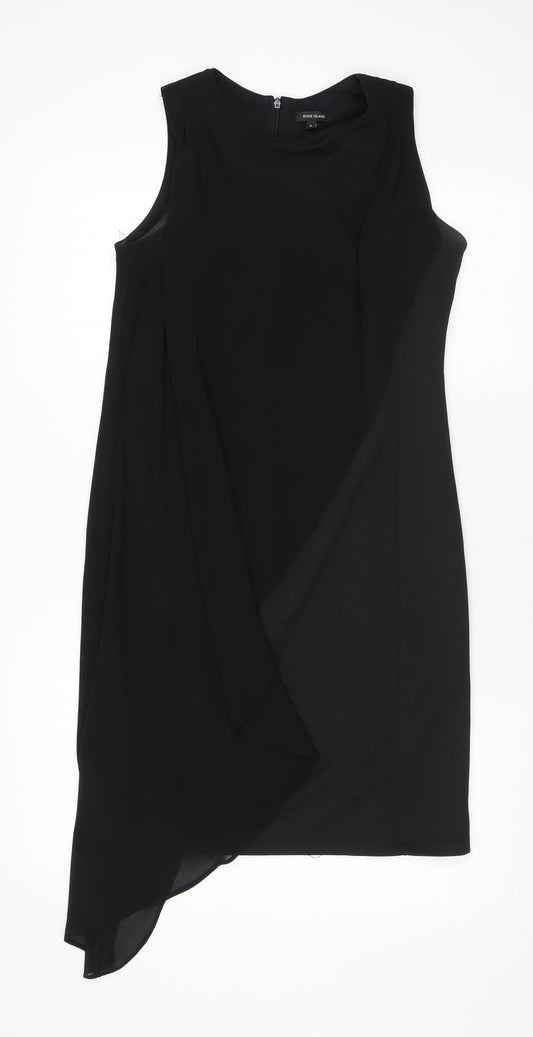 River Island Womens Black Polyester Bodycon Size 8 Round Neck Zip