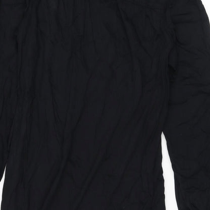 Marks and Spencer Womens Black Polyester Shirt Dress Size 10 Round Neck Button