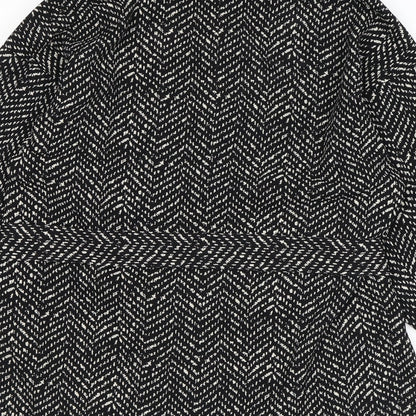 Zara Womens Black Geometric Polyester Basic Blouse Size M Cowl Neck - Tie