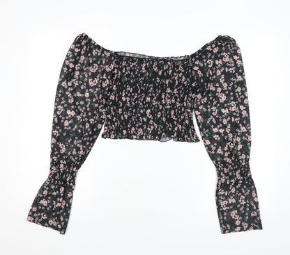 Womens UK Size 8 River Island Black Basic Blouse