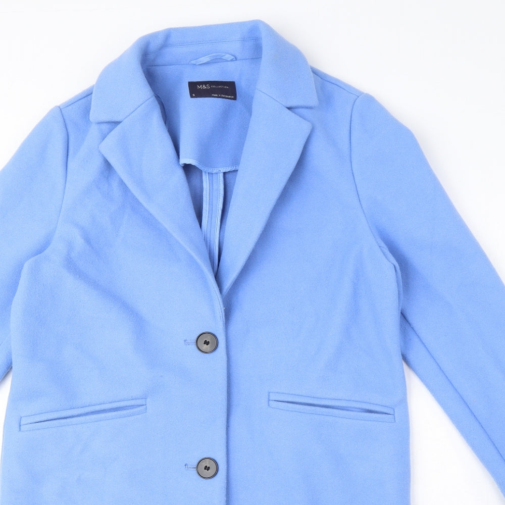 Womens UK Size 8 Marks and Spencer Blue Overcoat
