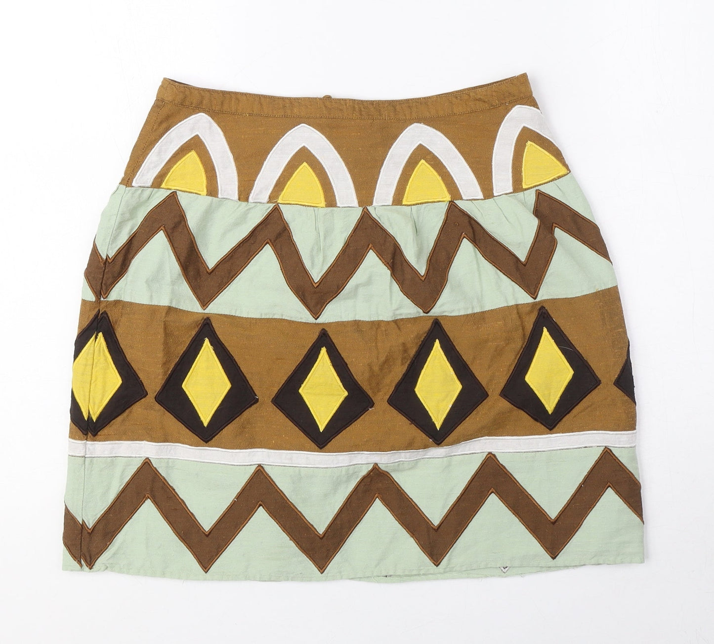 H&M Womens Multicoloured Geometric Polyester Mini Skirt Size 8 Zip