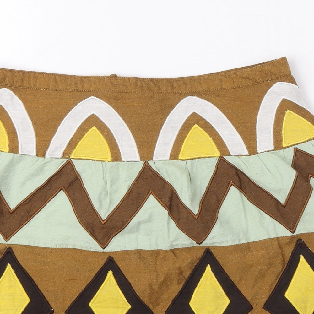 H&M Womens Multicoloured Geometric Polyester Mini Skirt Size 8 Zip