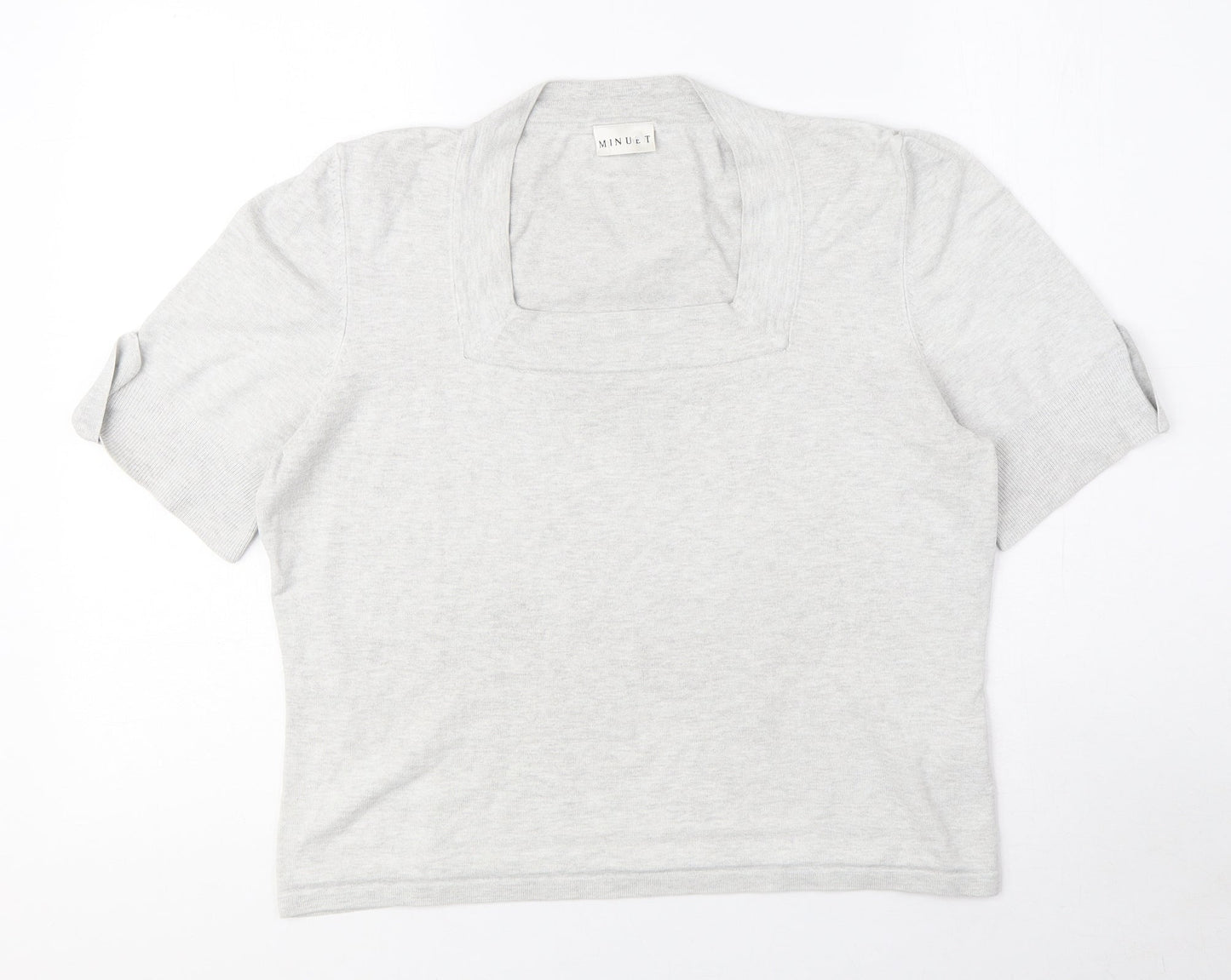 Minuet Womens Grey Viscose Basic T-Shirt Size 12 Square Neck