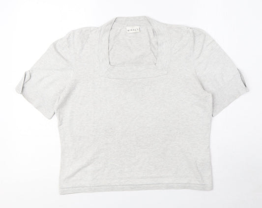 Minuet Womens Grey Viscose Basic T-Shirt Size 12 Square Neck