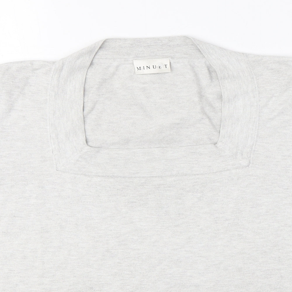 Minuet Womens Grey Viscose Basic T-Shirt Size 12 Square Neck