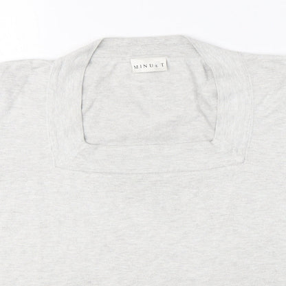 Minuet Womens Grey Viscose Basic T-Shirt Size 12 Square Neck