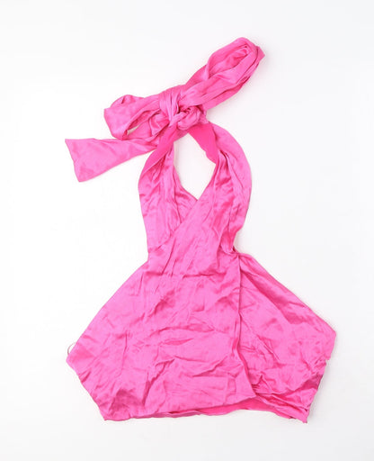 Womens UK Size L Zara Pink Cropped Blouse