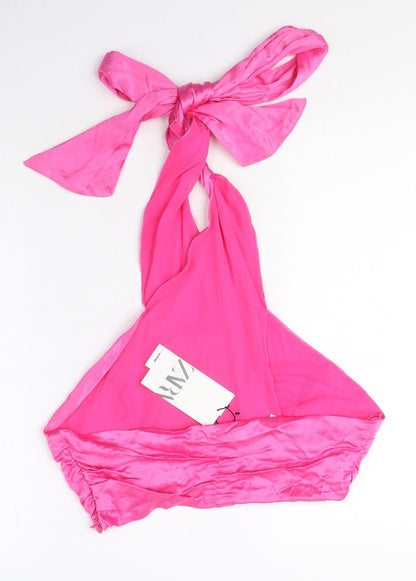 Womens UK Size L Zara Pink Cropped Blouse