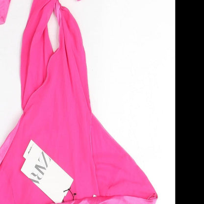 Womens UK Size L Zara Pink Cropped Blouse