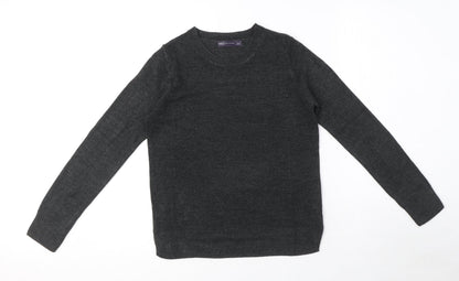 Marks and Spencer Womens Grey Crew Neck Acrylic Pullover Jumper Size 8