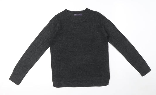 Marks and Spencer Womens Grey Crew Neck Acrylic Pullover Jumper Size 8