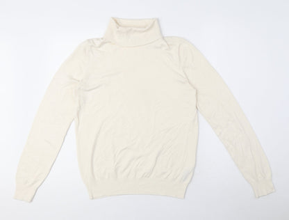 Marks and Spencer Womens Beige High Neck Viscose Pullover Jumper Size 12