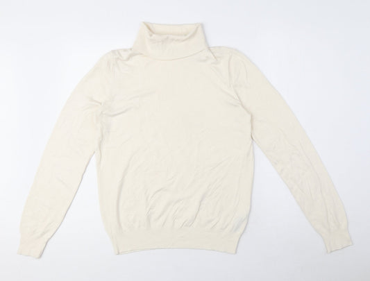 Marks and Spencer Womens Beige High Neck Viscose Pullover Jumper Size 12