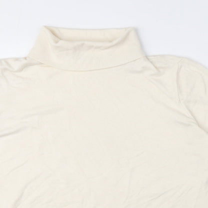 Marks and Spencer Womens Beige High Neck Viscose Pullover Jumper Size 12