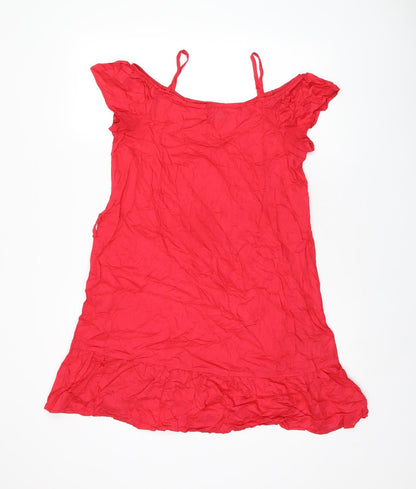 Hering Kids Girls Red Viscose Shift Size 16 Years Scoop Neck Pullover