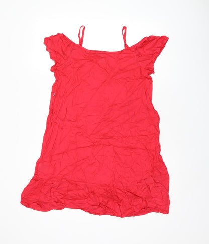 Hering Kids Girls Red Viscose Shift Size 16 Years Scoop Neck Pullover