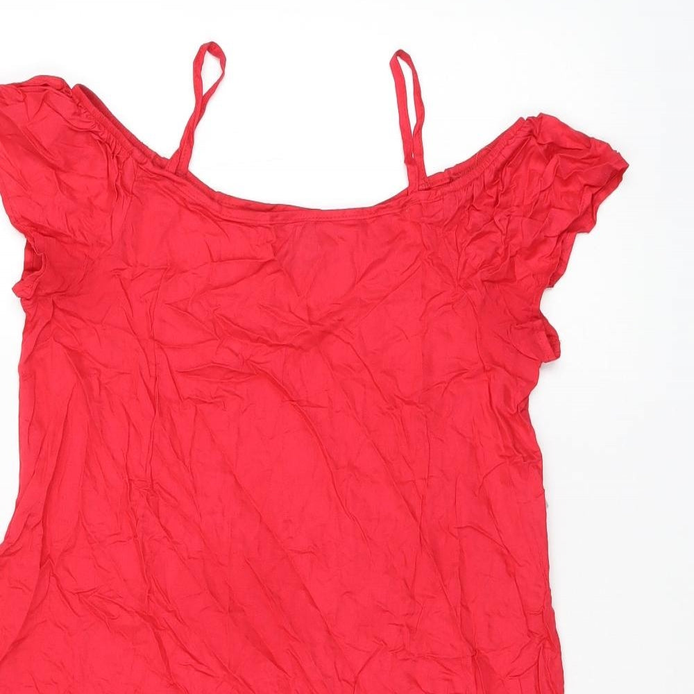 Hering Kids Girls Red Viscose Shift Size 16 Years Scoop Neck Pullover