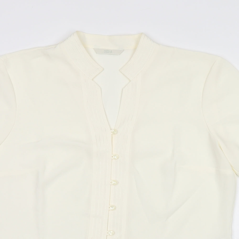 Womens UK Size 12 Marks and Spencer Beige Basic Button-Up