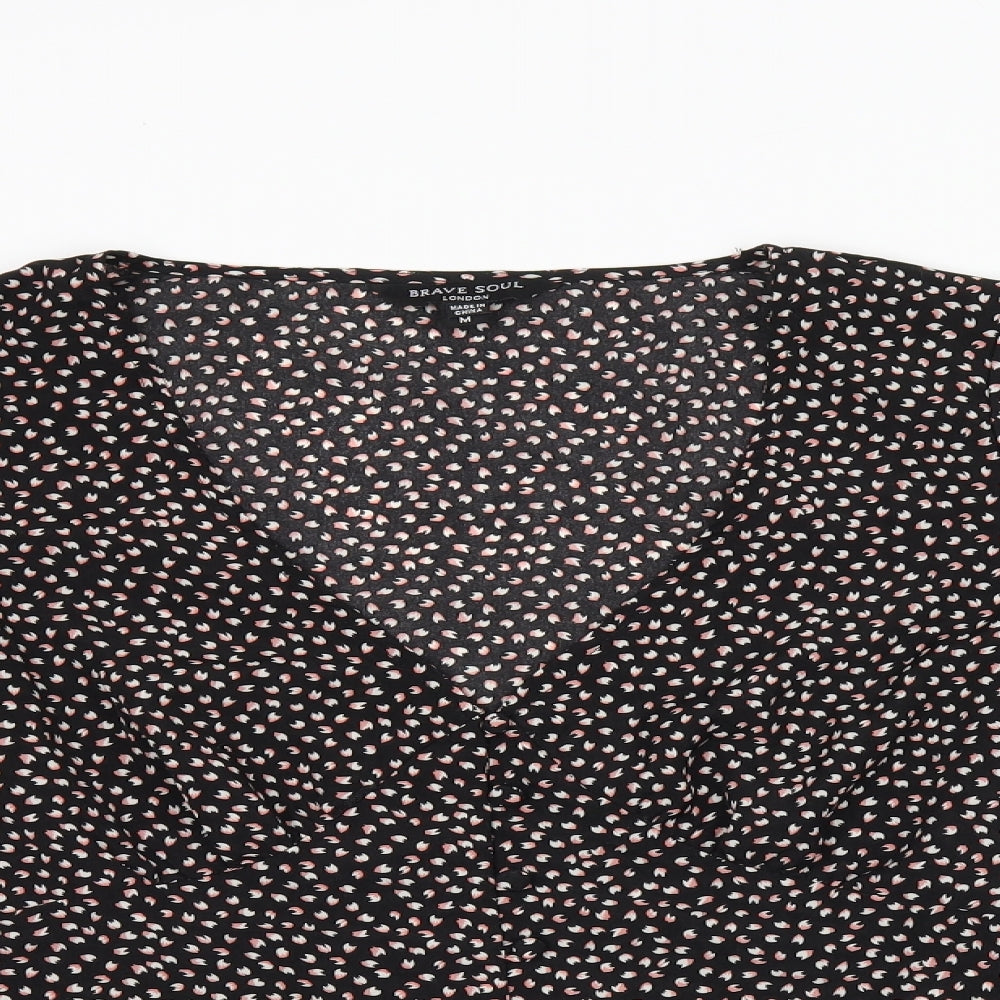 Womens UK Size M Brave Soul Black Basic Button-Up