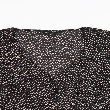 Womens UK Size M Brave Soul Black Basic Button-Up