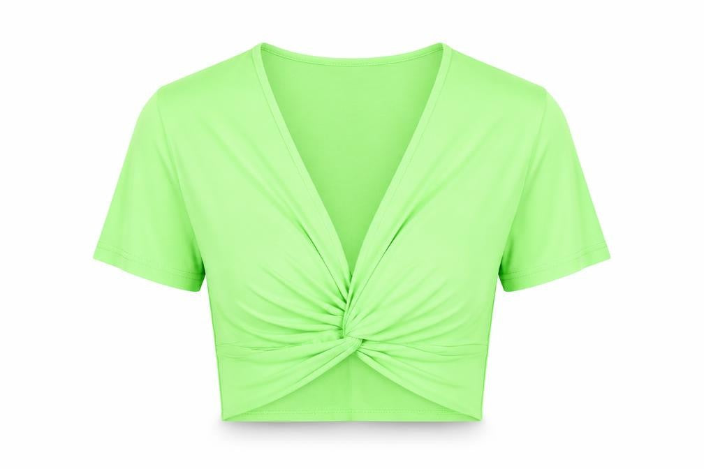 Womens UK Size 12 PRETTYLITTLETHING Green Cropped T-Shirt