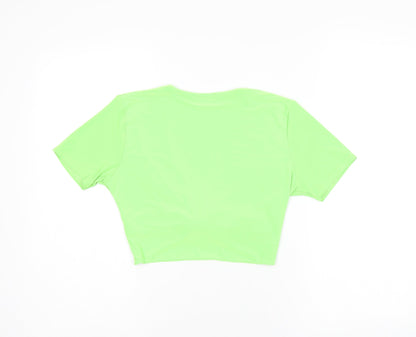 Womens UK Size 12 PRETTYLITTLETHING Green Cropped T-Shirt