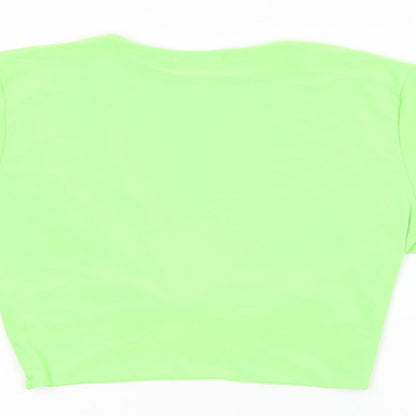 Womens UK Size 12 PRETTYLITTLETHING Green Cropped T-Shirt