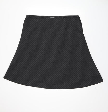 Debenhams Womens Grey Striped Polyester Flare Skirt Size 20 Zip
