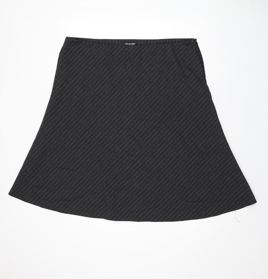 Debenhams Womens Grey Striped Polyester Flare Skirt Size 20 Zip