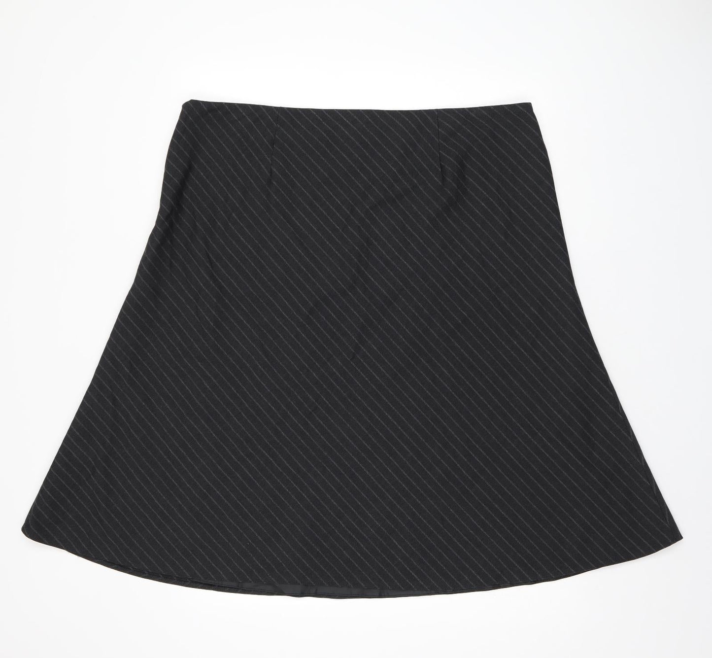 Debenhams Womens Grey Striped Polyester Flare Skirt Size 20 Zip