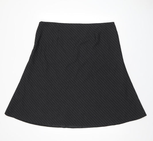 Debenhams Womens Grey Striped Polyester Flare Skirt Size 20 Zip