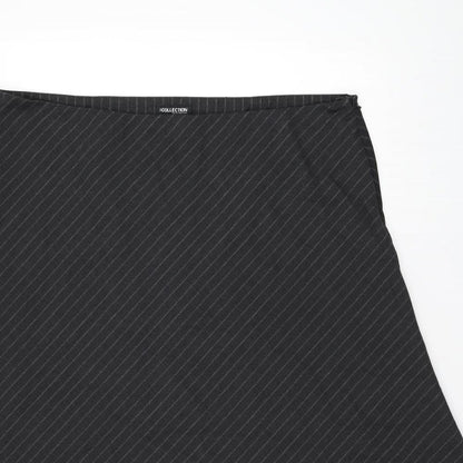 Debenhams Womens Grey Striped Polyester Flare Skirt Size 20 Zip