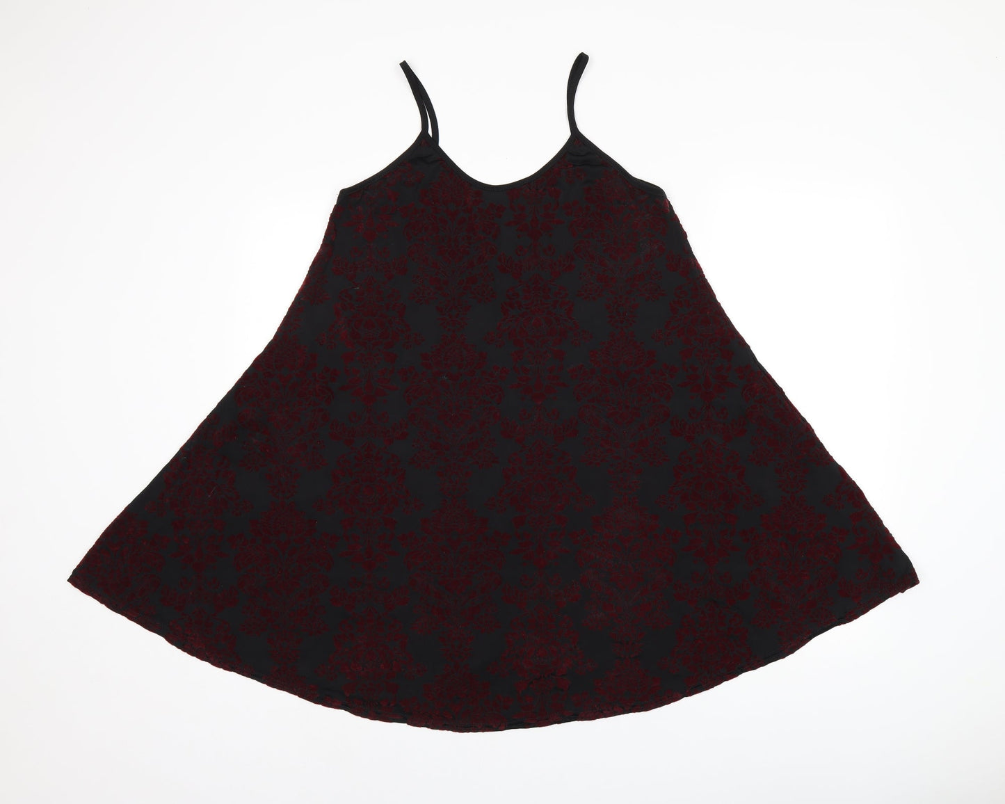 Mizumi Womens Black Floral Polyester Camisole T-Shirt Size L Scoop Neck