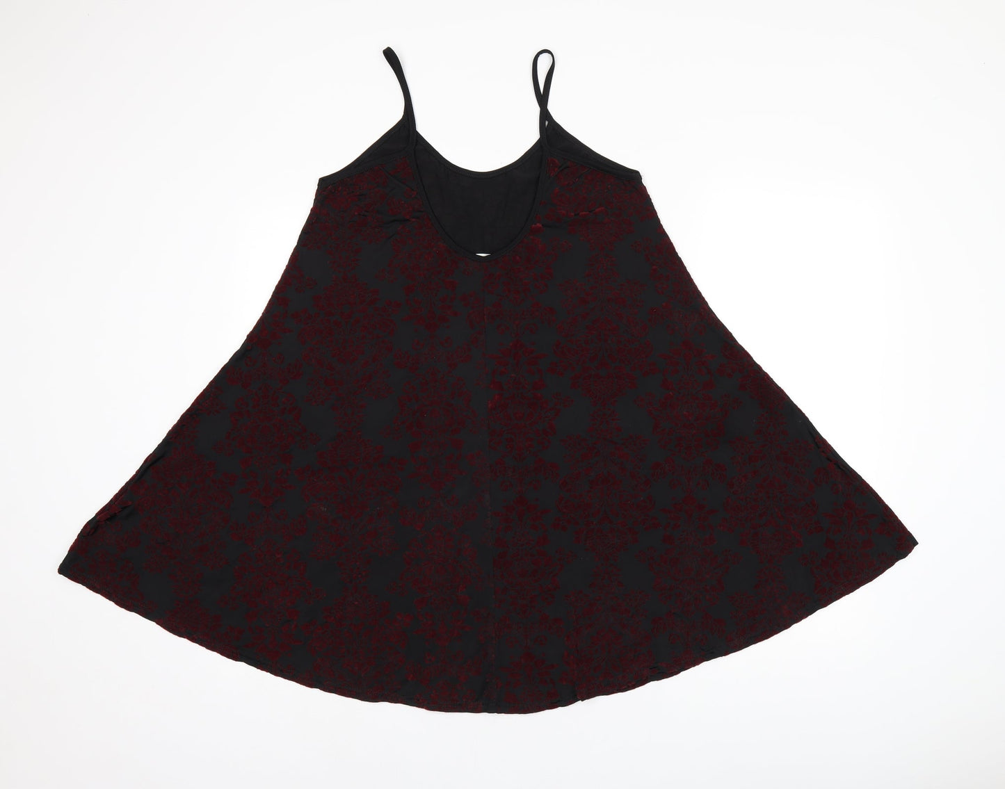 Mizumi Womens Black Floral Polyester Camisole T-Shirt Size L Scoop Neck