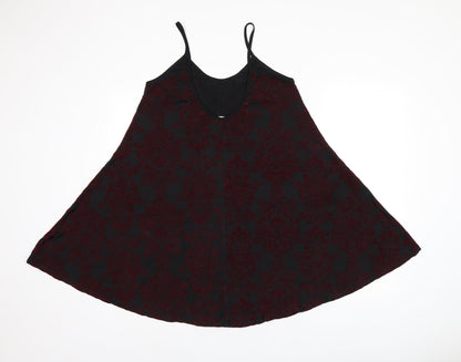 Mizumi Womens Black Floral Polyester Camisole T-Shirt Size L Scoop Neck